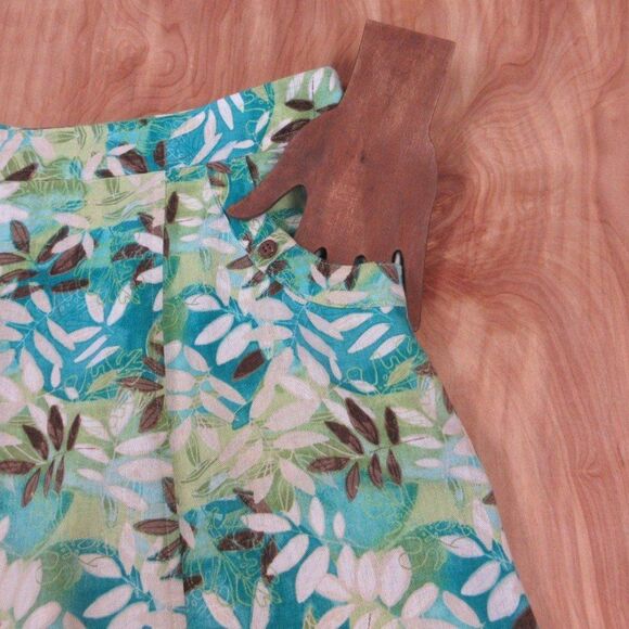 CHRISTOPHER & BANKS Linen Blend Midi Skirt Womens Size 14 Blue Green Leaf Print - Picture 5 of 12